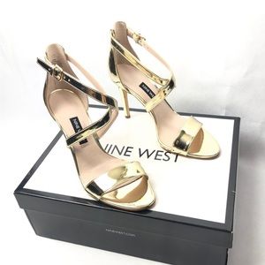 Nine West “My Debut” Gold Strappy Sandals